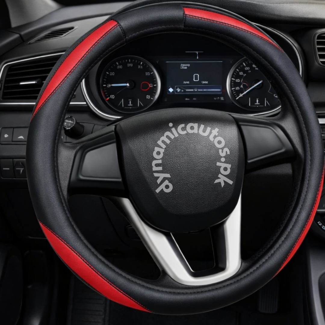 Universal Leather Steering Wheel Cover | Premium Grip & Stylish Dual-Color Stitching | 1Pcs