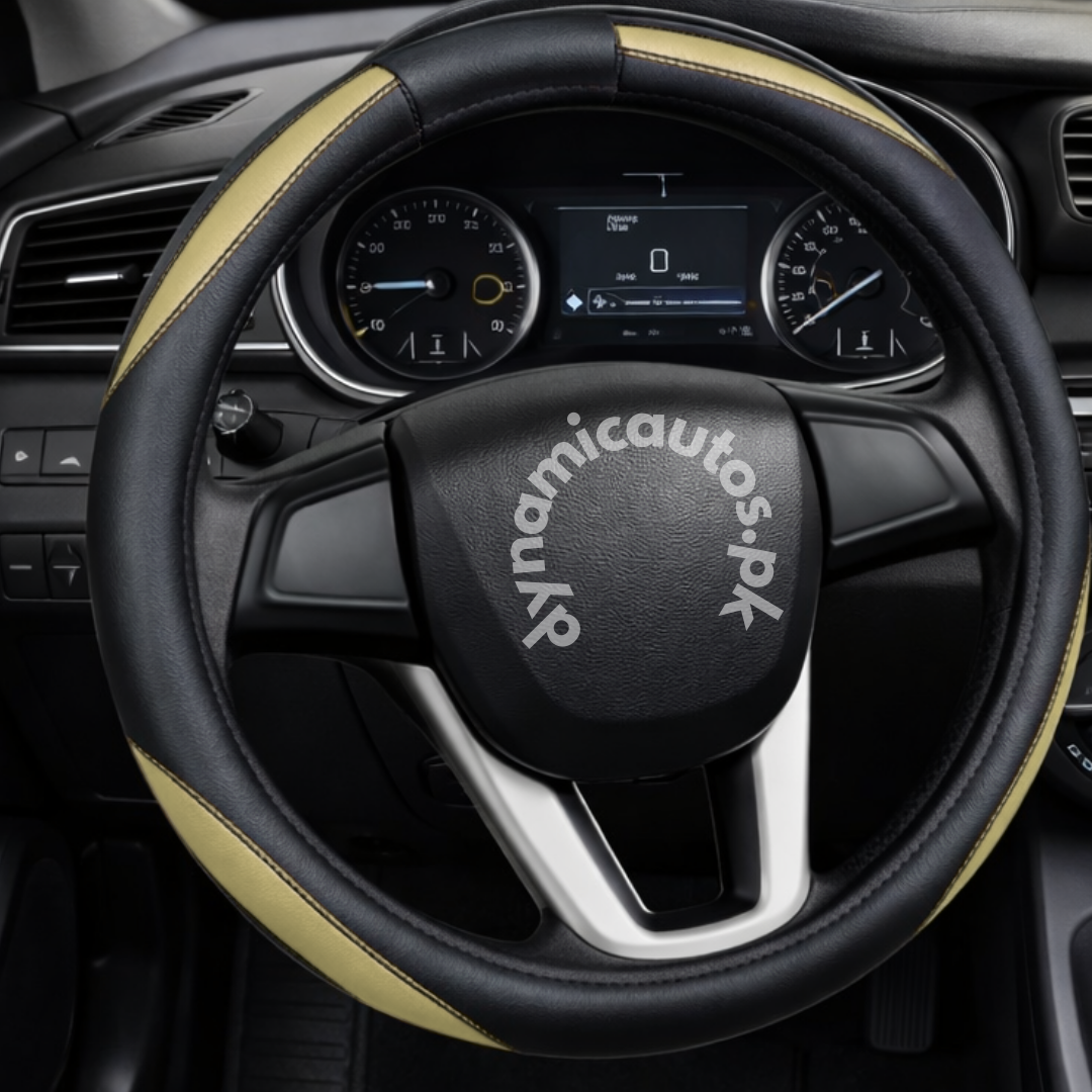 Universal Leather Steering Wheel Cover | Premium Grip & Stylish Dual-Color Stitching | 1Pcs