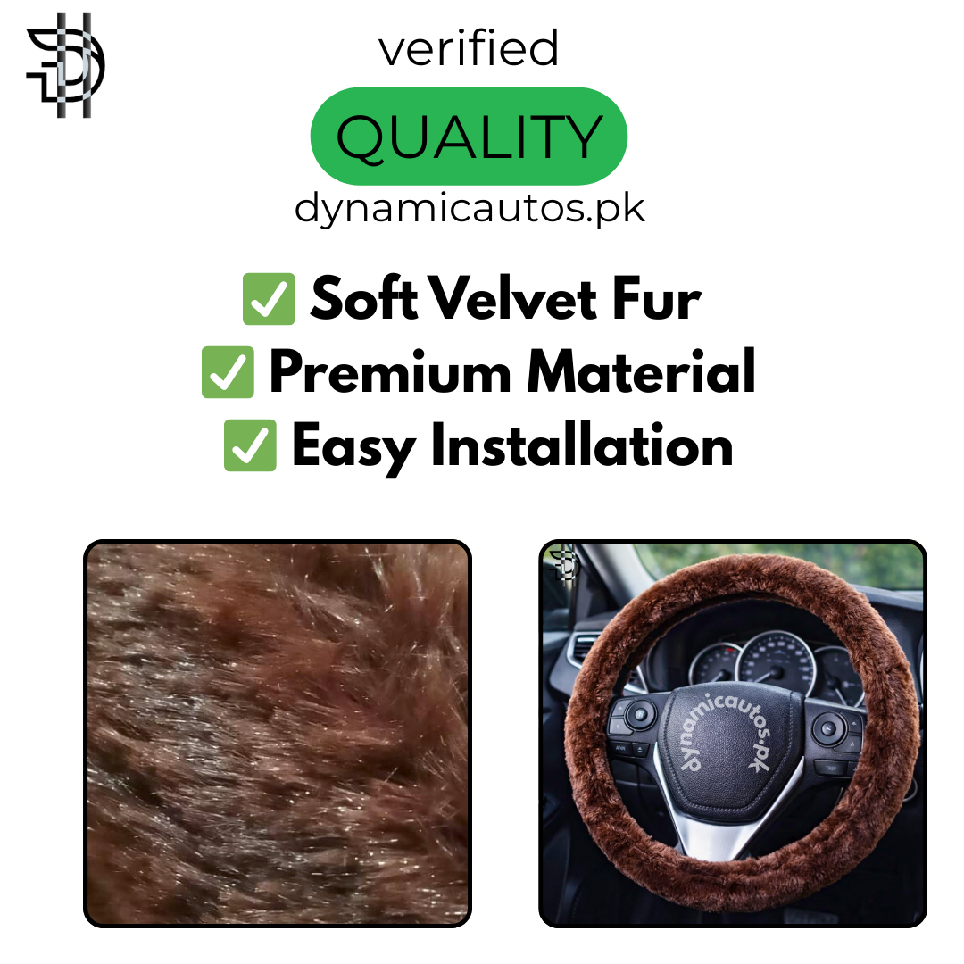 Universal Velvet Fur Car Steering Wheel Cover | Premium Quality, Super Soft & Comfortable – 1Pc