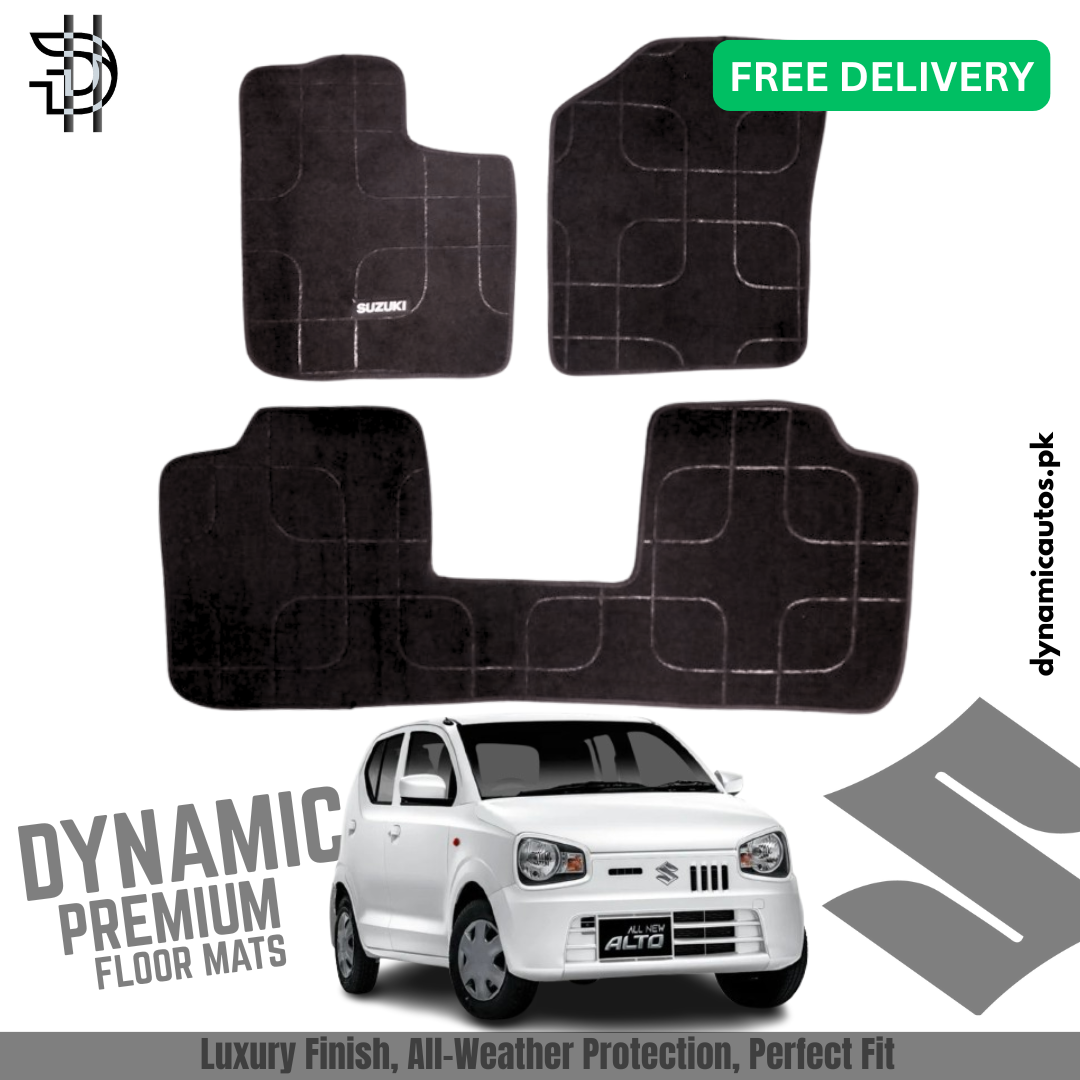 Suzuki Alto 2019-2026 New Model Carpet Floor Mats | Custom Fit, Anti-Slip, Washable, Stylish Design | Premium Quality | Different Color Options Available – 3Pcs Set