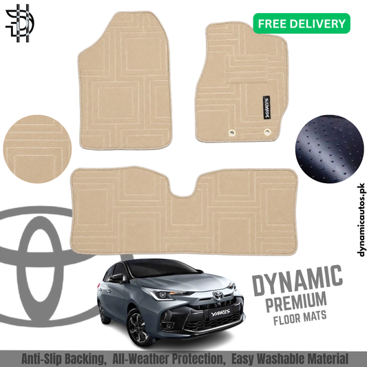 Toyota Yaris New Model 2025-2026 Facelift Carpet Floor Mats | Custom Fit | Anti-Slip | Premium Quality | Yaris Genuine Fitting Car Floor Mats | 3Pcs Set | Black or Beige Color Available