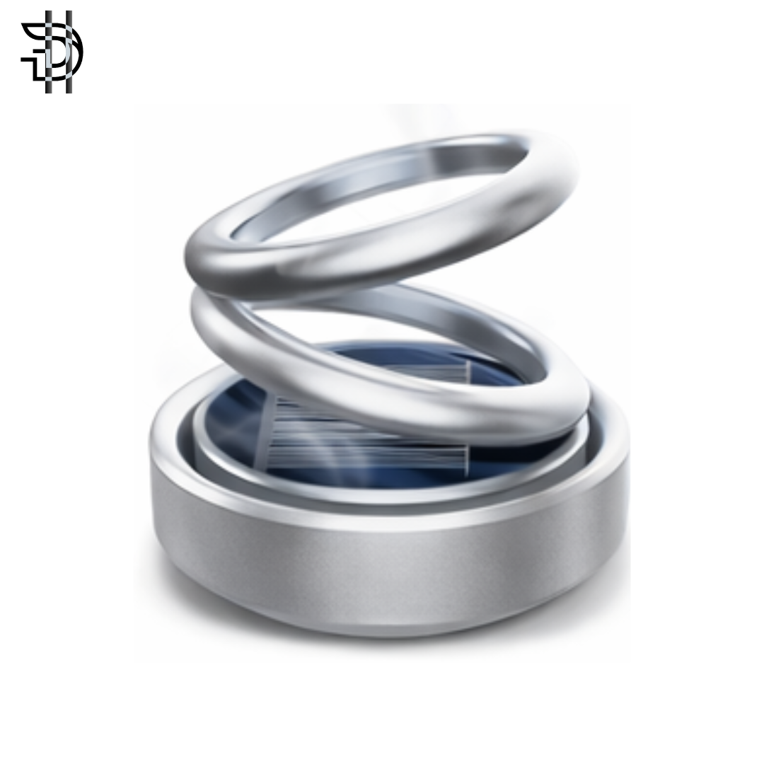 Rotating Double Ring Car Perfume Air Freshener | Solar Powered Dashboard Fragrance | Multi-Color