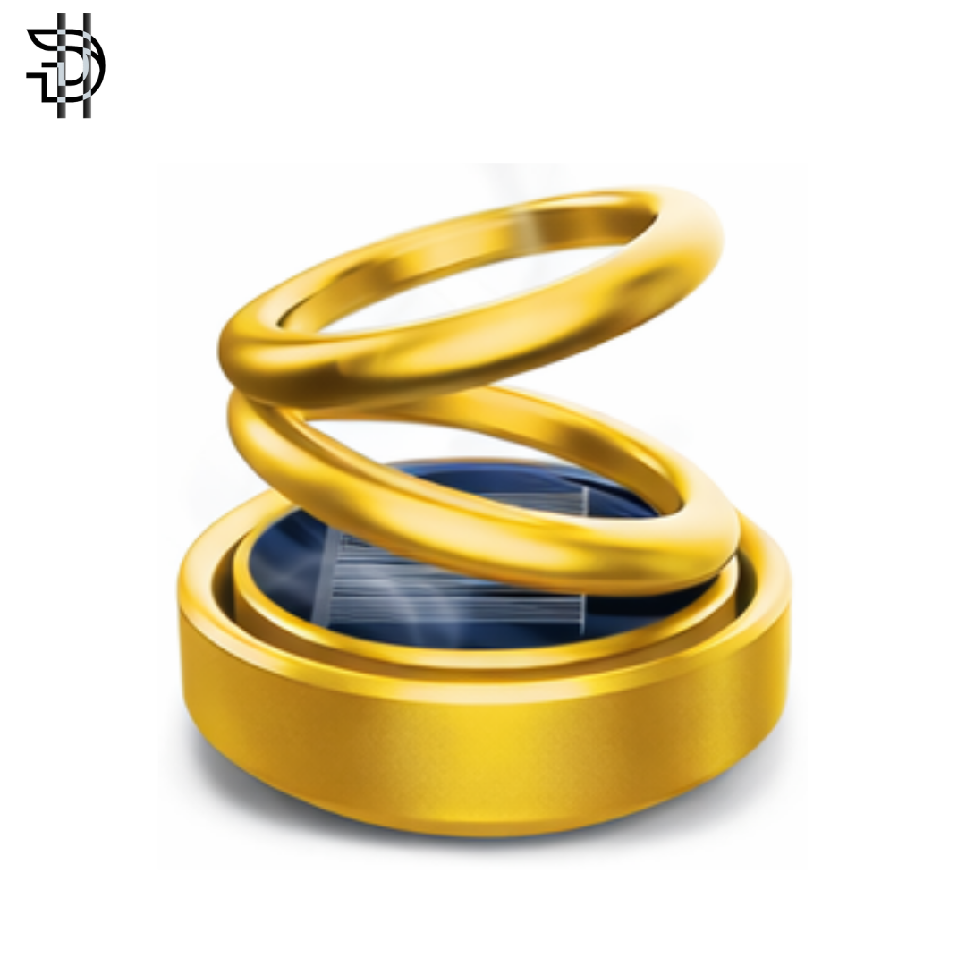 Rotating Double Ring Car Perfume Air Freshener | Solar Powered Dashboard Fragrance | Multi-Color