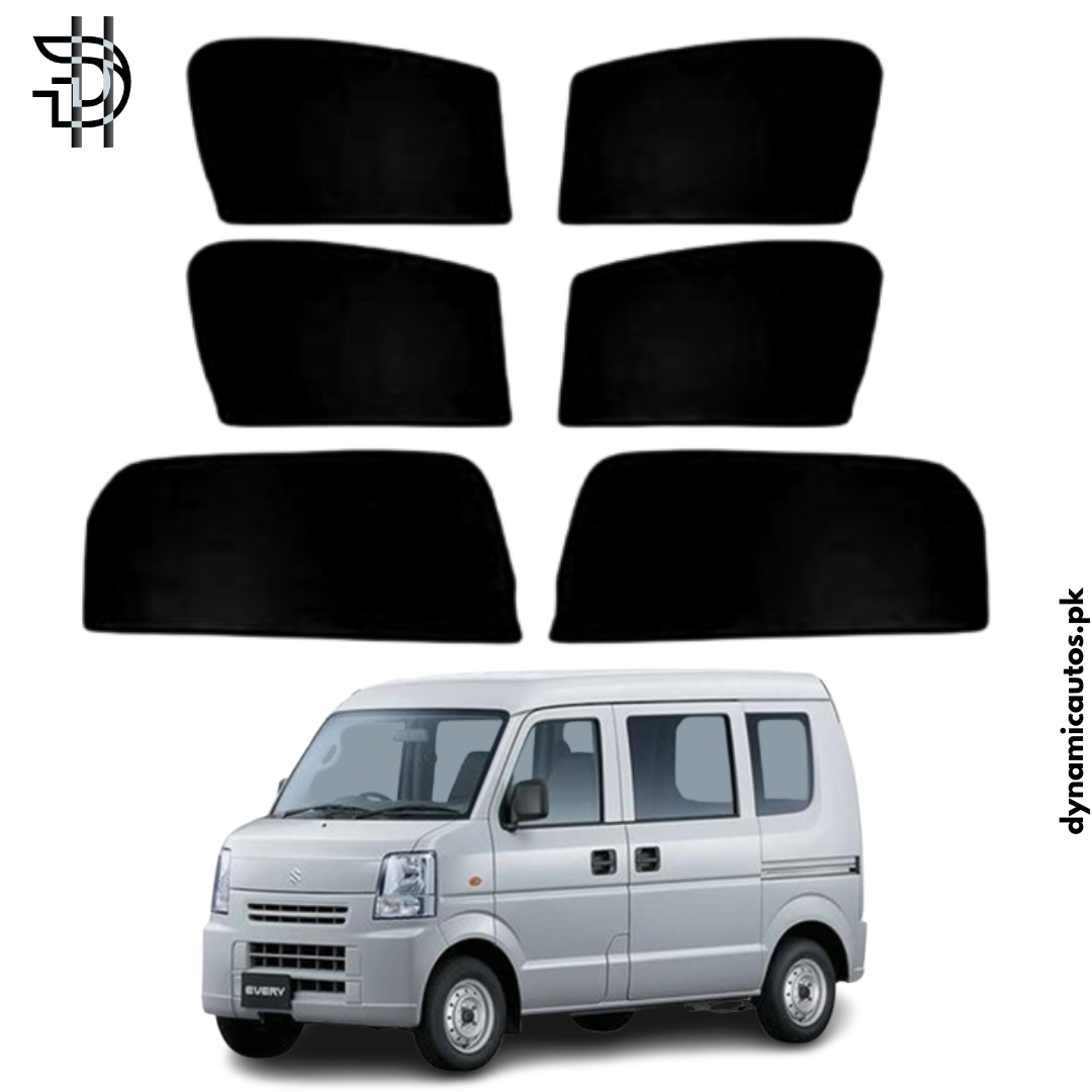 Suzuki Every Imported New Model Side Window Sunshades | 2019–2023 | Custom Fit | Heat Protection & Privacy | 6Pcs Set