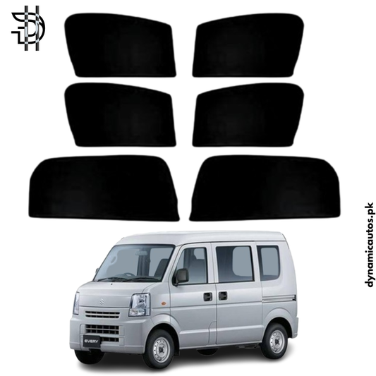 Suzuki Every Imported New Model Side Window Sunshades | 2019–2023 | Custom Fit | Heat Protection & Privacy | 6Pcs Set