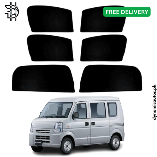 Suzuki Every 2019–2023 Model Side Window Sunshades | Custom Fit | Heat Protection & Privacy | 6Pcs Set