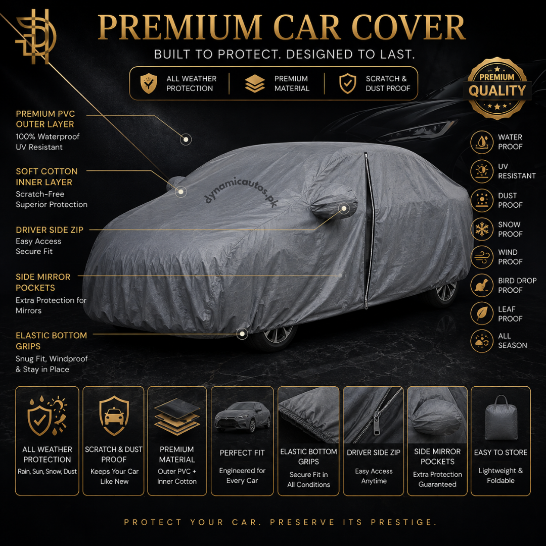 Car Top Cover | Non Woven WaterProof Full Body Cover | Scratch and Dust Protection | PVC With Cotton Fabric Car Cover | Premium Quality | Small, Medium, Large, XL, XXL Size Available