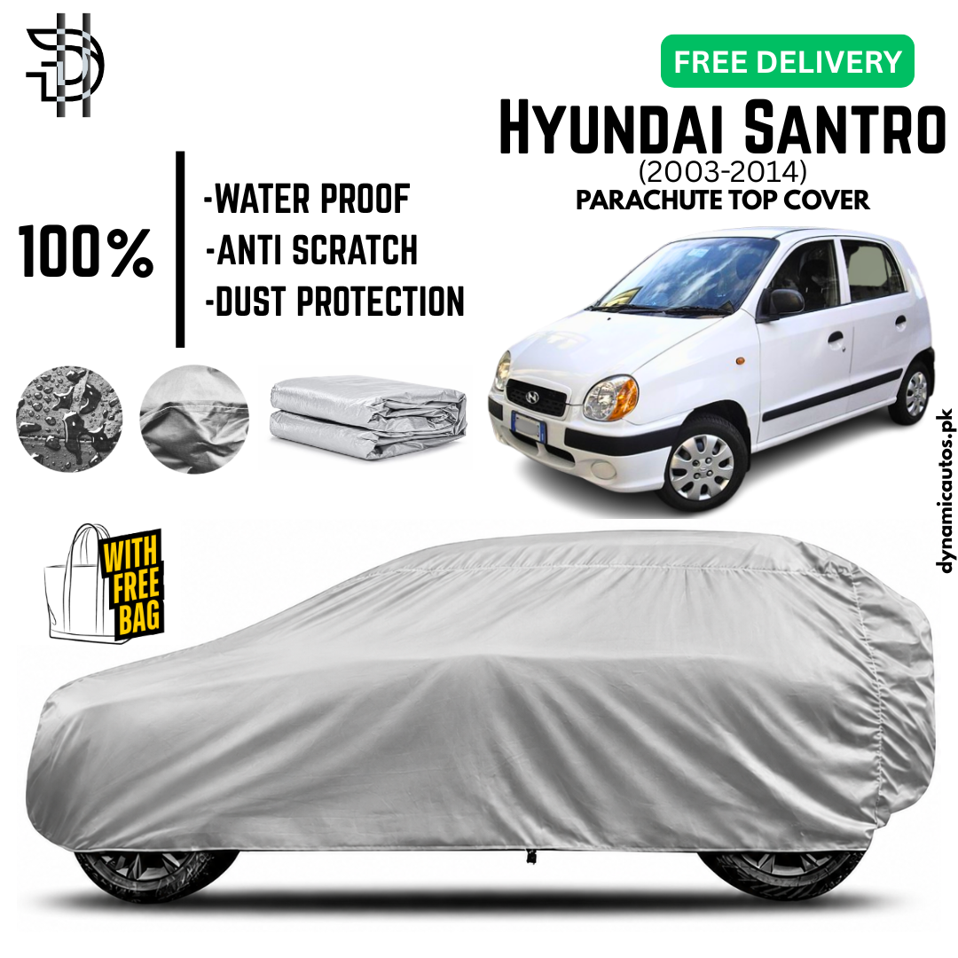 Hyundai Santro 2003-2014 Parachute Top Cover | Car Top Cover | Custom Fit | Dust & Scratch Protection | Waterproof | High Quality