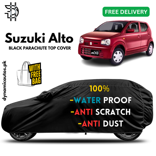 Suzuki Alto New Model 2019-2025 Black Parachute Top Cover | Custom Fit | Scratch & Dust Protection – High Quality