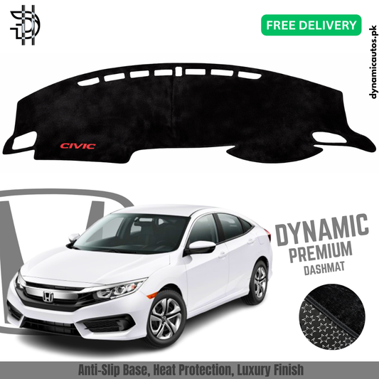 Honda Civic 2016–2022 Model Velvet Dashboard Carpet | Soft Velvet | Anti-Slip | Premium Quality | Custom Fit