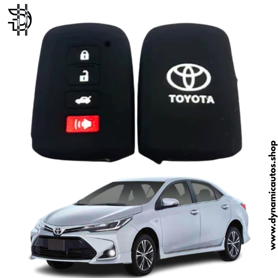 Toyota Corolla New Model 2014-2024 (4 Button) Car Key Cover | PVC Silicone Protective Key Case – Black