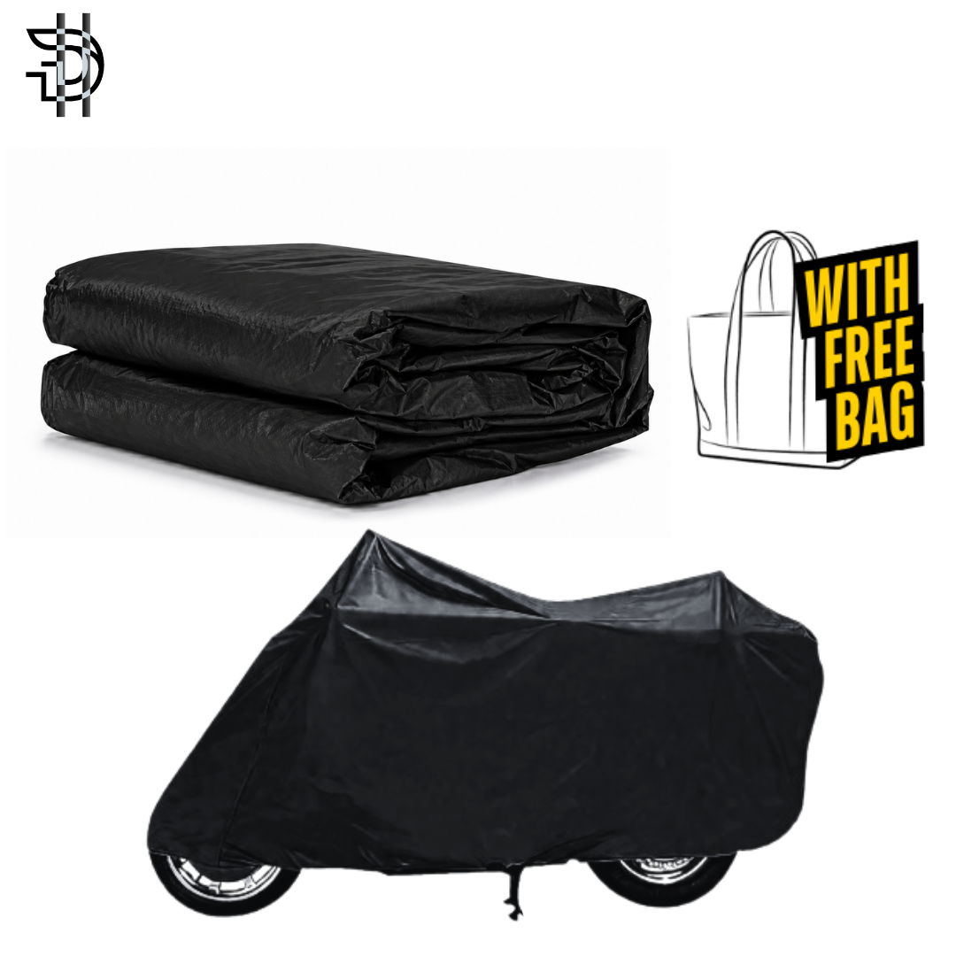 Universal Black Coated Parachute Bike Cover | Waterproof, Scratch & Dust Protection | Bike Parking Coated Parachute Top Cover | 70cc,125cc Bike Cover | Double Stitched | Premium Quality