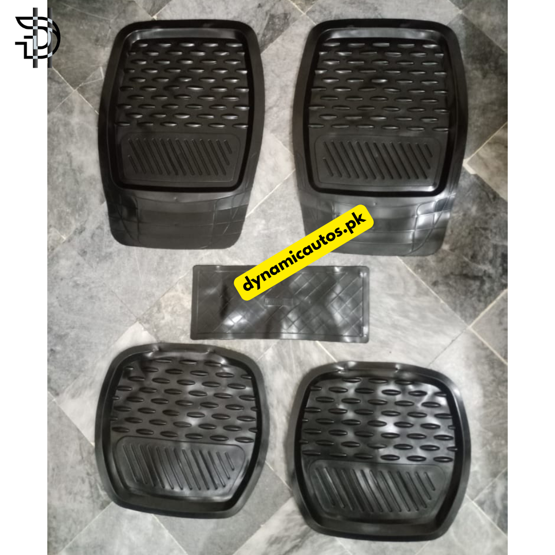 5Pcs Universal Silicone Car Floor Mats | Washable, Anti-Slip, Trim-to-Fit | Smart Size for Alto, Cultus, Swift, Wagon R & Other Small Cars