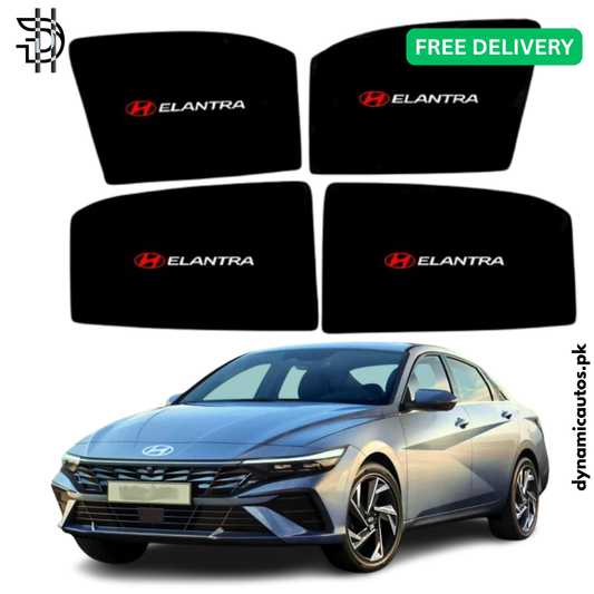 Hyundai Elantra Hybrid New Model 2024–2025 Side Window Sunshades | Custom Fit – 4Pcs Set | Heat Protection & Privacy