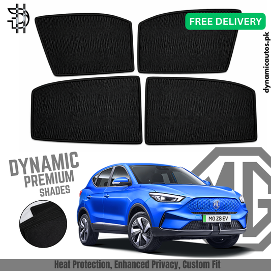 MG ZS EV New Model 2023–2026 Facelift Side Sunshades | Custom Fit | Imported Mesh Fabric | 4Pcs Window Shades | Superior UV Protection & Privacy | Premium Quality