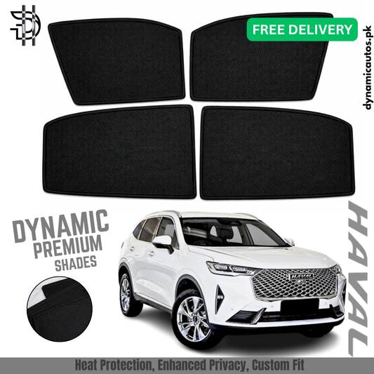 Haval H6 2021–2025 Model Side Sunshades | Custom Fit | Imported Mesh Fabric | 4Pcs Window Shades | Superior UV Protection & Privacy | Premium Quality