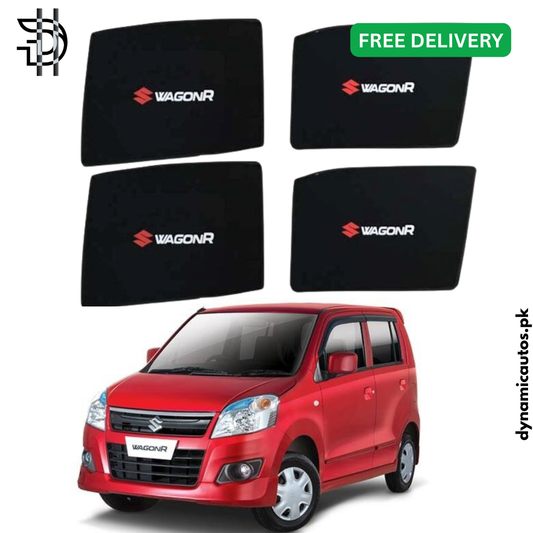 Suzuki Wagon R 2014–2025 Custom Fit Side Sunshades with Logo | 4pcs Car Window Shades – Heat & Privacy Protection