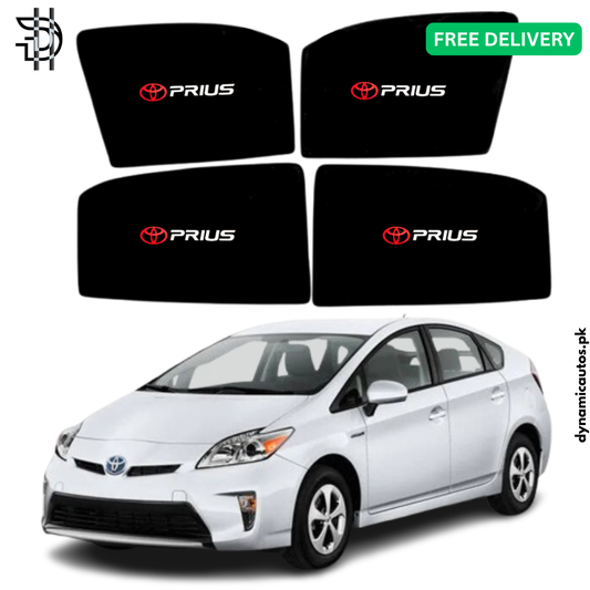 Toyota Prius Side Window Sunshades With Logo | Model 2010–2015 | Custom Fit | Heat Protection & Privacy | 4Pcs Set