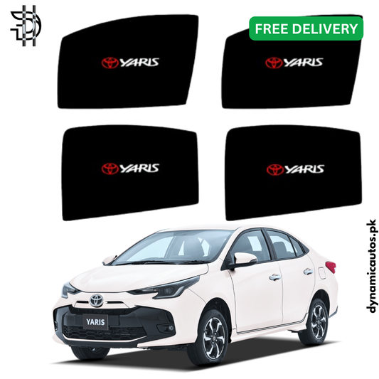 Toyota Yaris Facelift 2025 New Model Custom Fit Side Sunshades with Logo | 4pcs Set | Heat & Privacy Protection