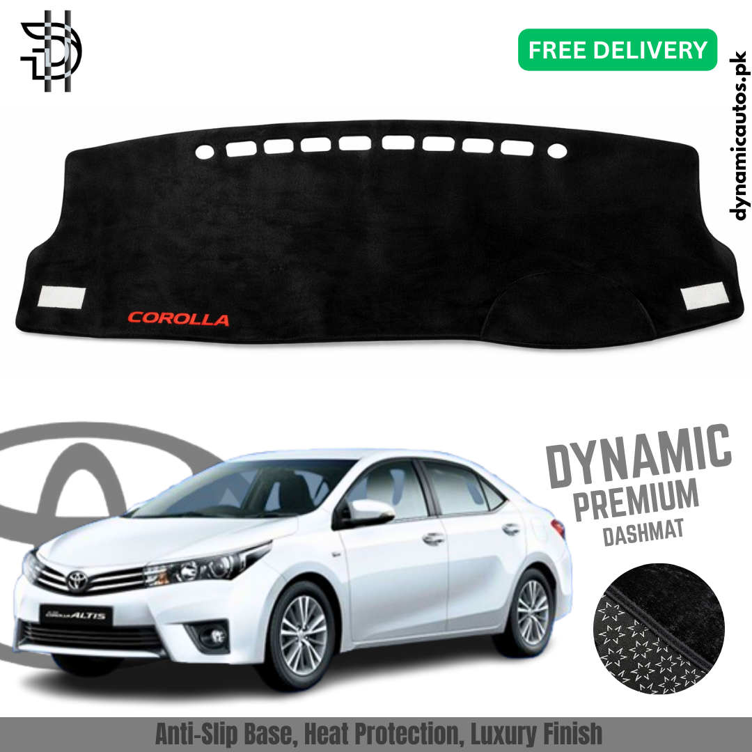 Toyota Corolla Xli, Gli, Altis Model 2014–2026 Velvet Dashboard Carpet | Custom Fit | Anti-Slip | Imported Soft Velvet Dash Mat | Premium Quality