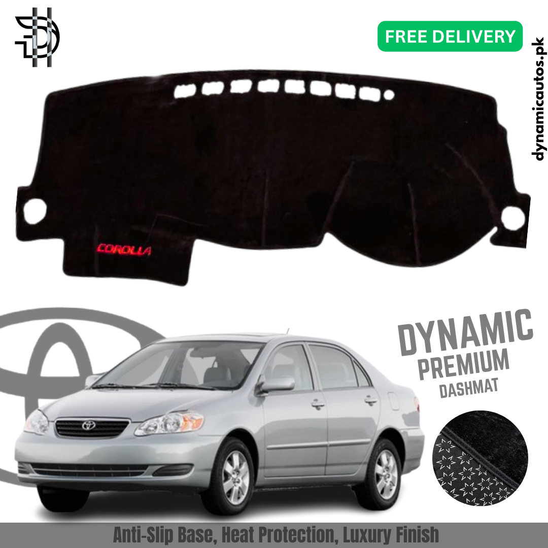 Toyota Corolla 2002–2008 Old Model Velvet Dashboard Carpet | Custom Fit | Anti-Slip | Imported Soft Velvet Dash Mat | Premium Quality
