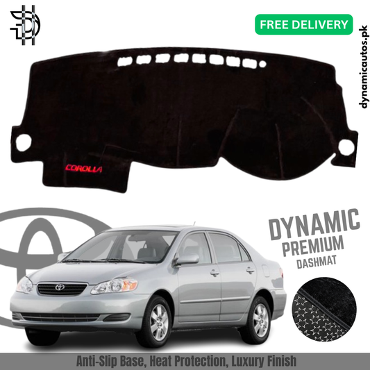 Toyota Corolla 2002–2008 Old Model Velvet Dashboard Carpet | Custom Fit | Anti-Slip | Imported Soft Velvet Dash Mat | Premium Quality