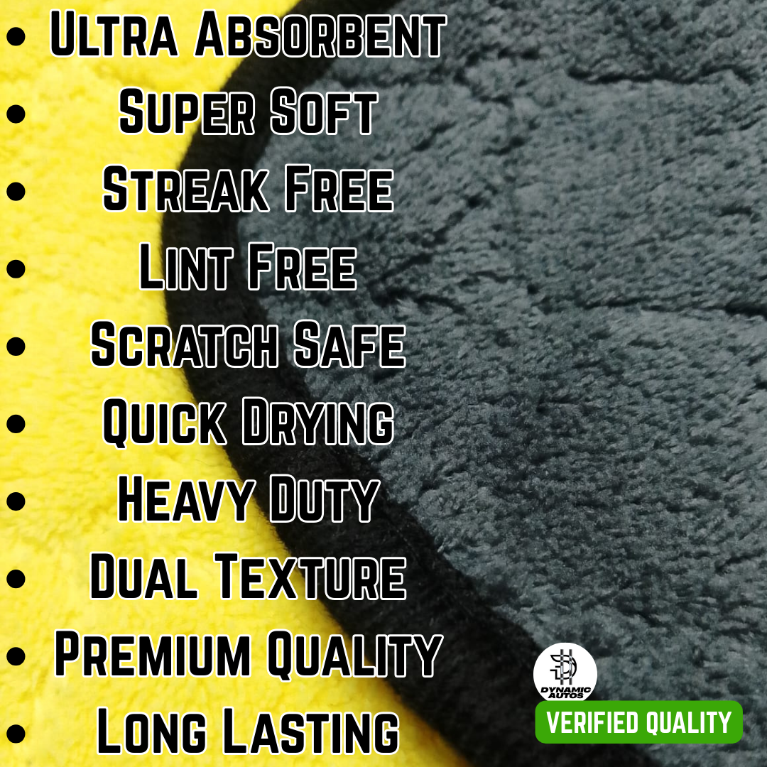 Microfiber Cleaning Cloth 500 GSM | Double-Sided Yellow Grey | Premium Car, Bike & Home Towel | 40x40cm