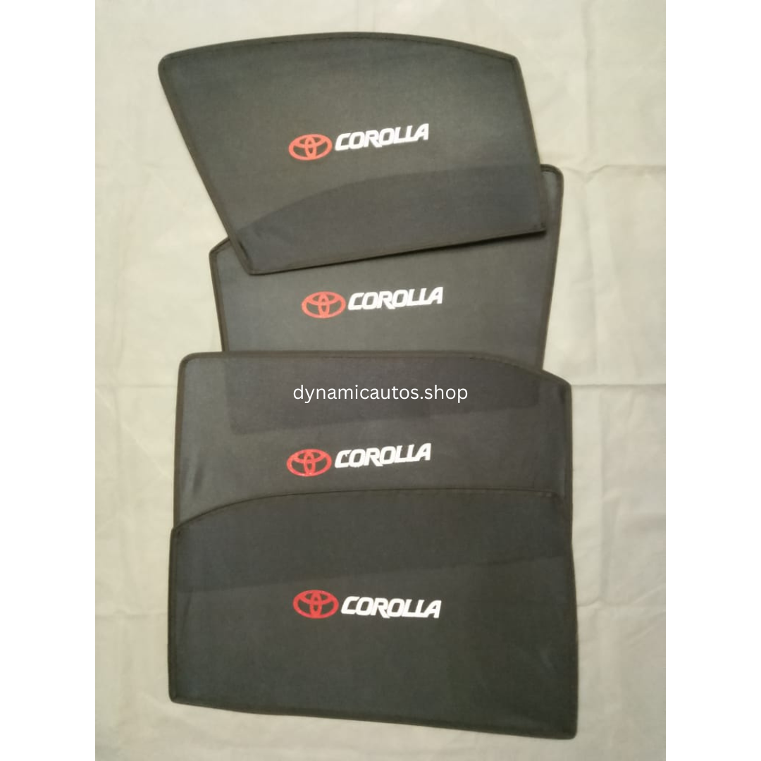 Toyota Corolla New Model Side Sunshade with Logo | 2014-2025 | Car Window Shades 4pcs Set | Custom Fit | Heat Protection & Privacy