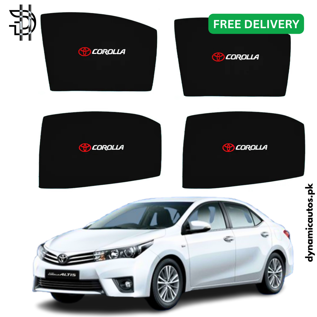 Toyota Corolla XLi, GLi, Altis 2014–2024 Custom Fit Side Sunshades | 4pcs Set | Heat & Privacy Protection