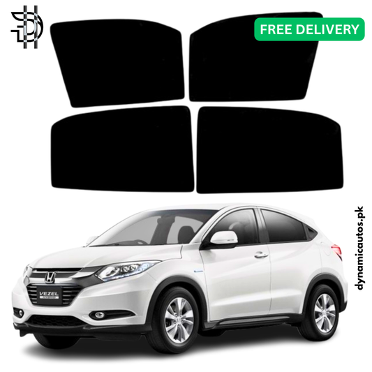 Honda Vezel Side Window Sunshades | Model 2013–2021 | Custom Fit | Heat & Privacy Protection | 4Pcs Set