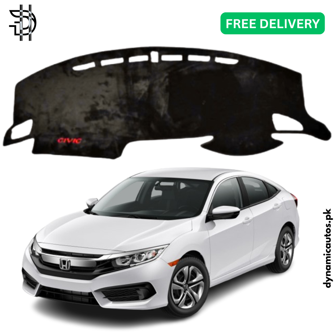 Honda Civic 2016–2022 Velvet Dashboard Carpet | Anti-Slip | Custom Fit | Premium Quality