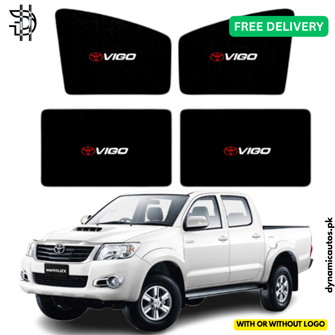 Toyota Hilux Vigo Side Window Sunshades | 2005–2015 Model | With Logo / Without Logo | Custom Fit | Heat & Privacy Protection | 4Pcs