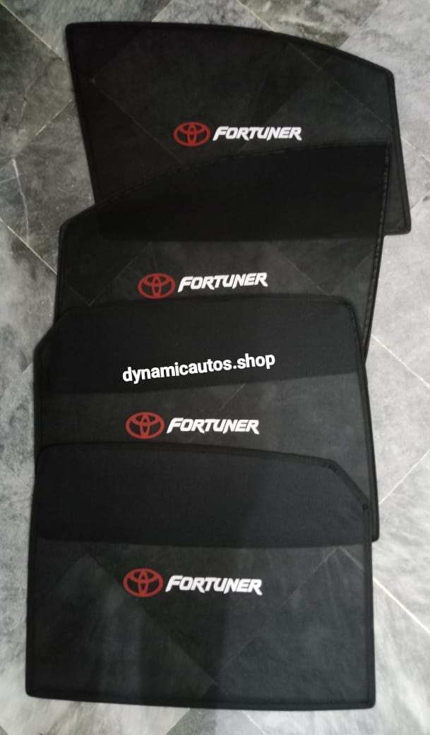 Toyota Fortuner Sunshades 2016-2024 | 4pcs Set | Side Window Shades With Logo | SUV Car Parda Pakistan