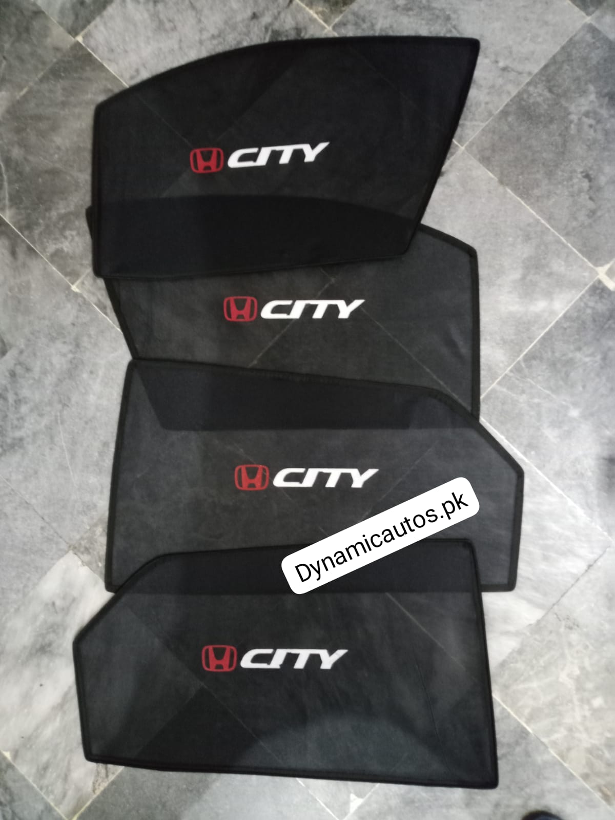 Honda City 2003–2008 Old Model Custom Fit Side Sunshades with Logo | 4pcs Car Window Shades – Heat & Privacy Protection