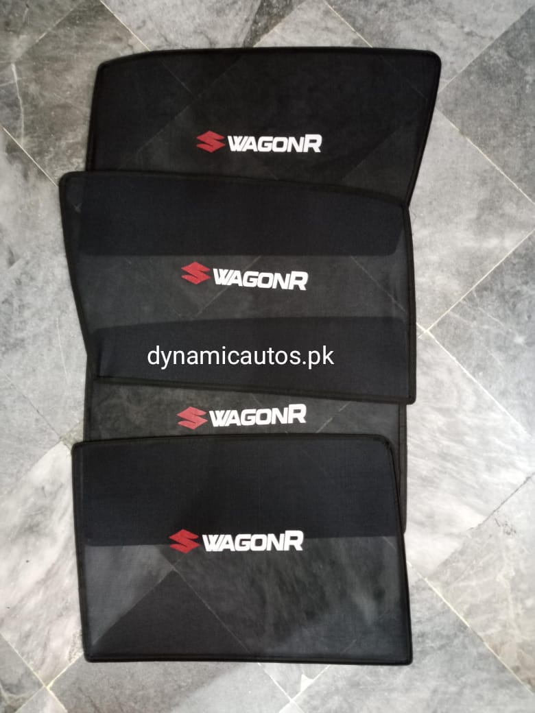 Suzuki Wagon R 2014–2024 Custom Fit Side Sunshades with Logo | 4pcs Car Window Shades – Heat & Privacy Protection