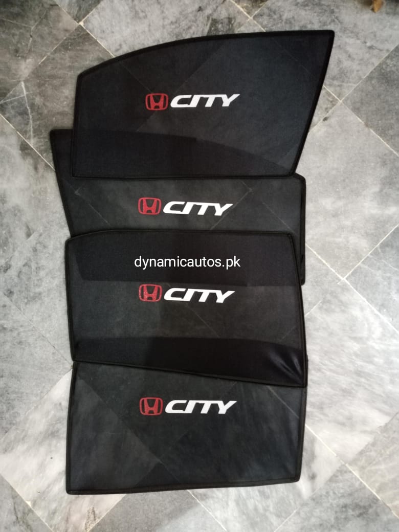 Honda City Old Model 2009-2021 Side Window Sunshades | Custom Fit with Logo | Heat & Privacy Protection – 4pcs Set