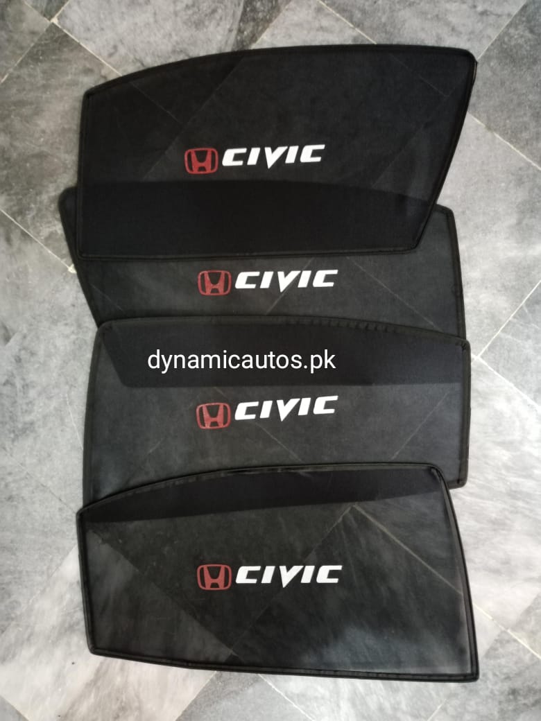 Honda Civic Rebirth 2012–2015 Old Model Custom Fit Side Sunshades with Logo | 4pcs Car Window Shades – Heat & Privacy Protection