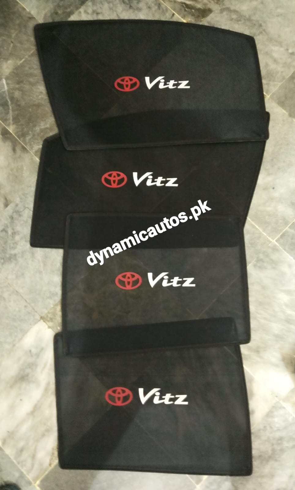 Toyota Vitz 2005–2010 Model Side Window Sunshades With Logo | Custom Fit | Heat Protection & Privacy | 4Pcs Set