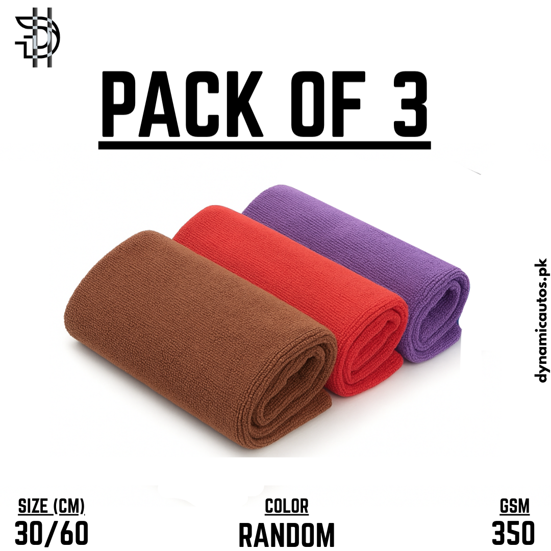 Microfiber Cleaning Cloth Bundle Pack 3 or 5pcs | 350 GSM Soft Premium Towel 30x60cm | Car Cleaning Cloth