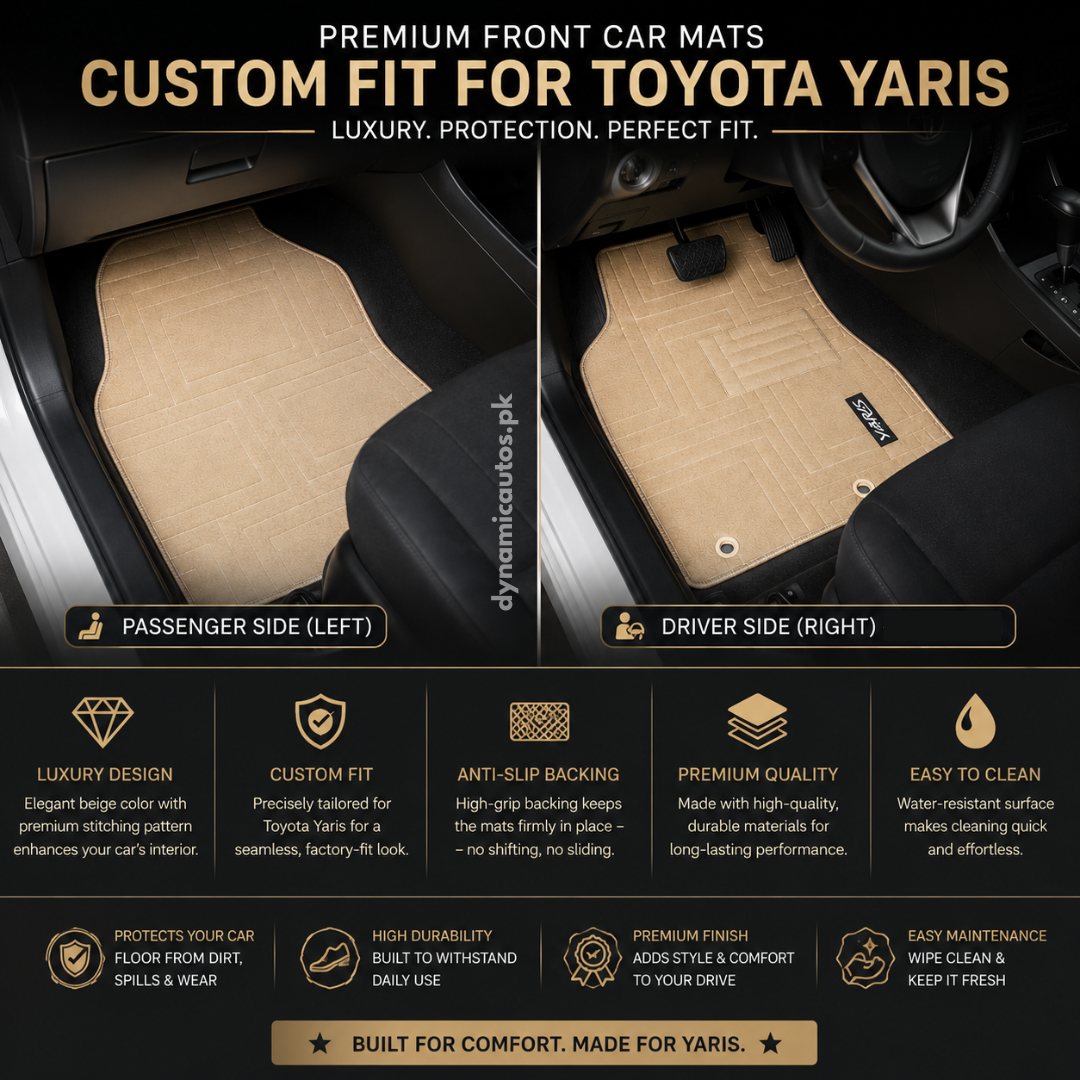 Toyota Yaris New Model 2025-2026 Facelift Carpet Floor Mats | Custom Fit | Anti-Slip | Premium Quality | Yaris Genuine Fitting Car Floor Mats | 3Pcs Set | Black or Beige Color Available