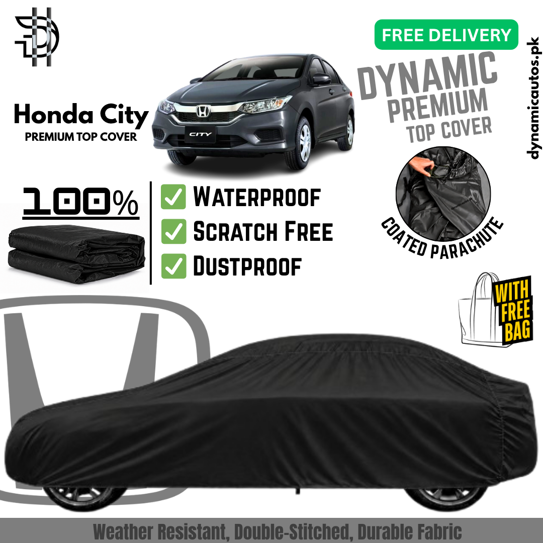 Honda City New Model 2021-2026 Black Coated Parachute Top Cover | Custom Fit Car Cover | Waterproof | Double Stitched | Dust & Scratch Protection | Premium Quality