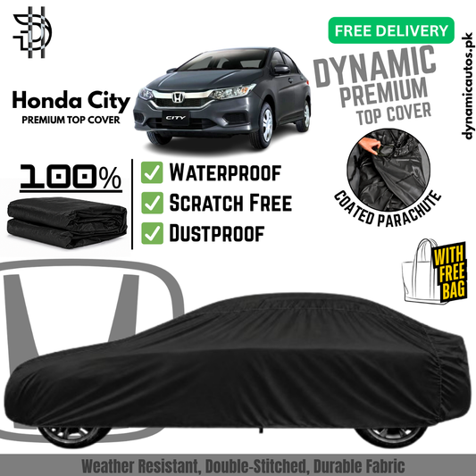 Honda City New Model 2021-2026 Black Coated Parachute Top Cover | Custom Fit Car Cover | Waterproof | Double Stitched | Dust & Scratch Protection | Premium Quality