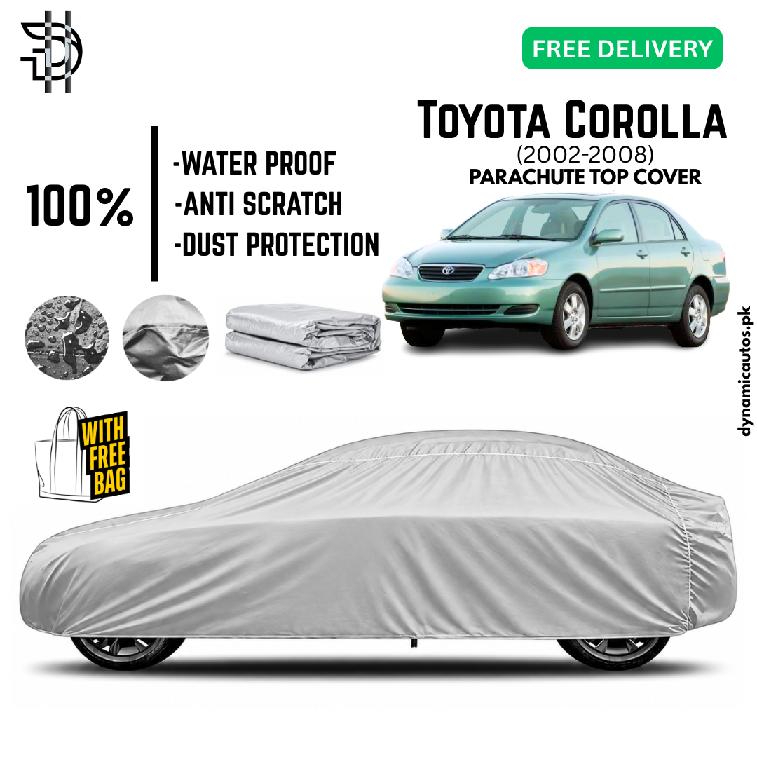 Toyota Corolla 2002–2008 Old Model Parachute Top Cover | Car Top Cover | Custom Fit | Dust & Scratch Protection | Waterproof | High Quality