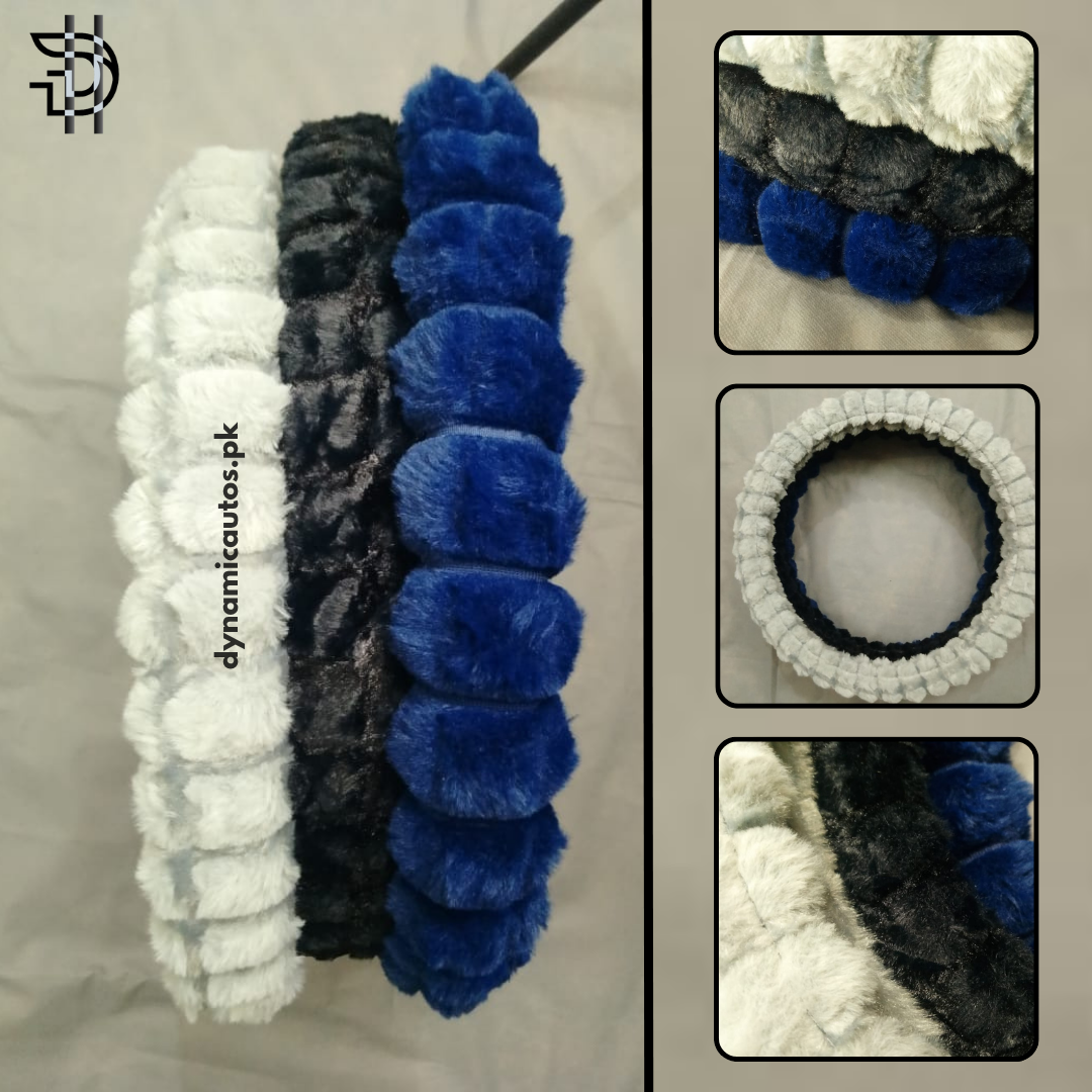 Universal Car Steering Wheel Cover | Premium Soft Fluffy Velvet Grip | Comfort & Style – 1Pc (Blue, Grey, Black)