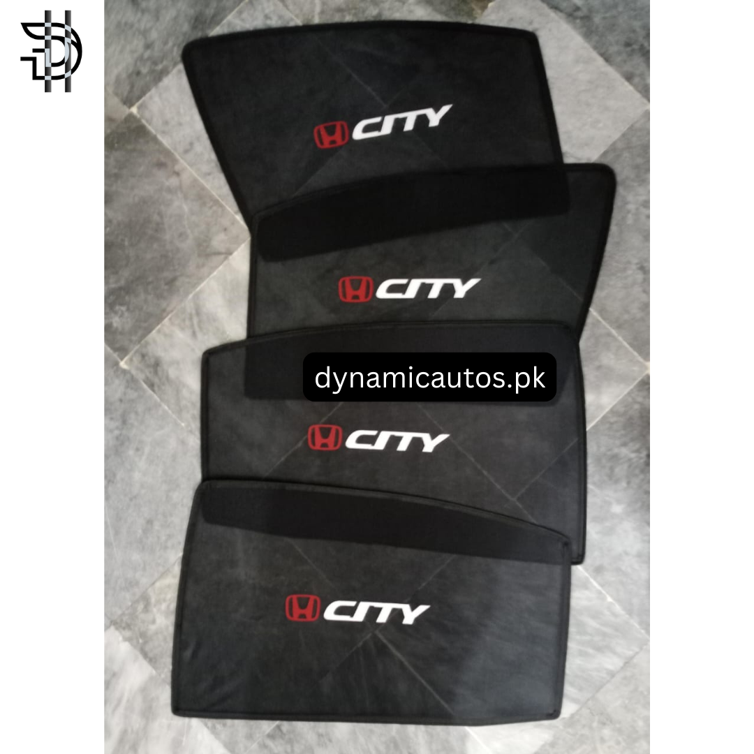 Honda City New Model 2021–2025 Side Sunshades with Logo | Custom Fit Car Window Shades – 4pcs Set