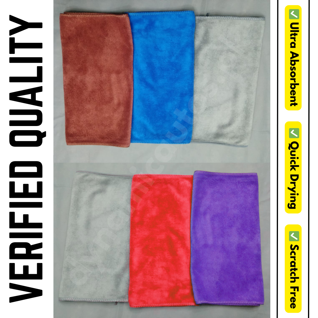 Microfiber Cleaning Cloth Bundle Pack 3 or 5pcs | 350 GSM Soft Premium Towel 30x60cm | Car Cleaning Cloth